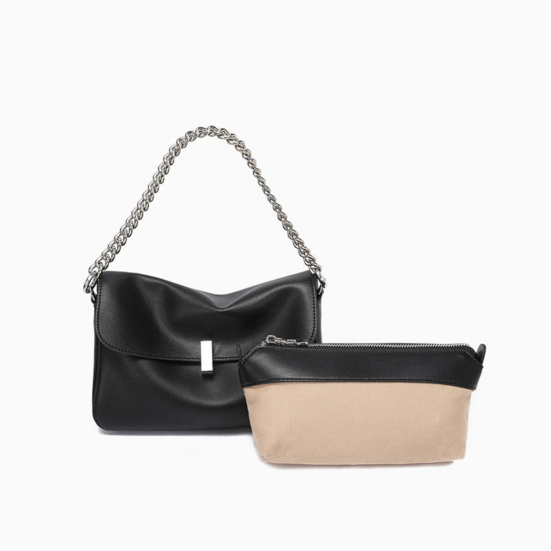 Li Ji | Original handmade genuine leather | 気前が好のtwo-layer cowhide chain small square bag No. 0826 