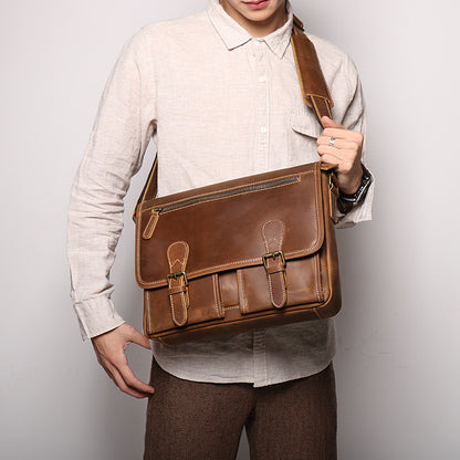 Li Ji | Original handmade leather | Japanese handmade cow leather texture laptop bag No. 1024 