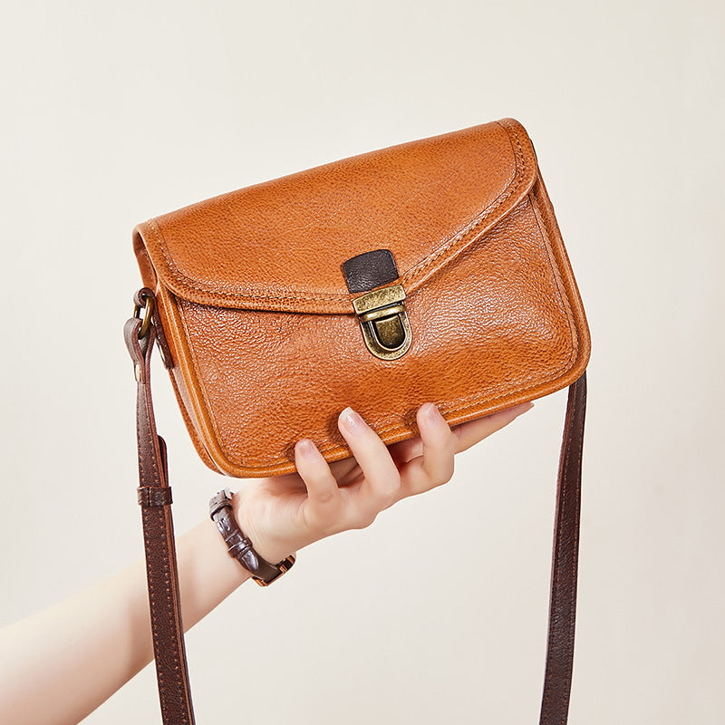 Li Ji | Original handmade genuine leather | European and American vintage vegetable tanned cowhide envelope small square bag No. 11839