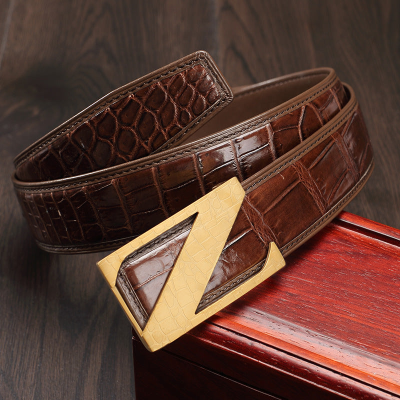 Li Ji | Thai Siam Belly Style Middle-aged Genuine Leather Crocodile Belt No. PA150 