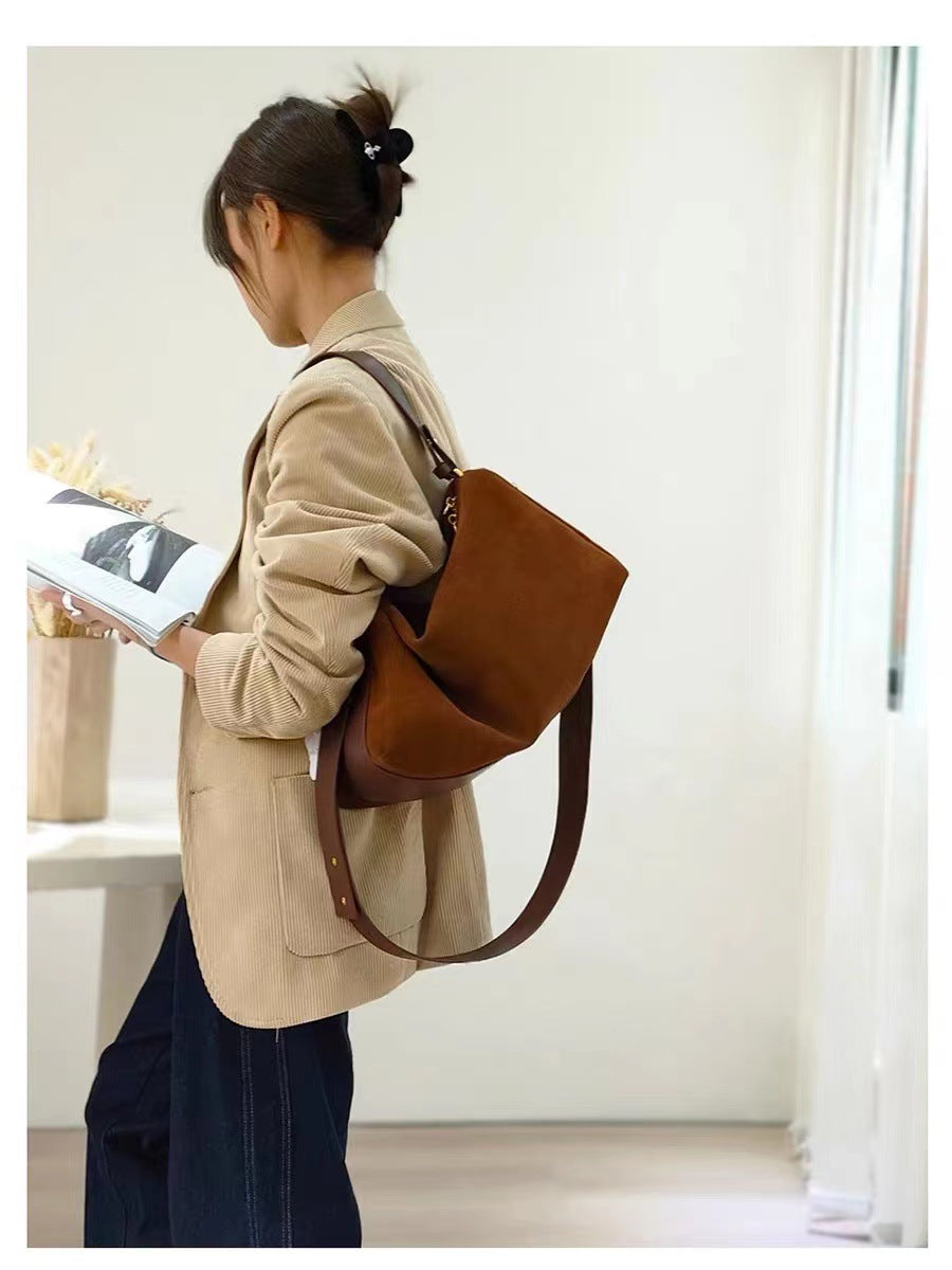 Li Ji | Original handmade leather | High-end suede cow leather versatile pillow bag No. 180