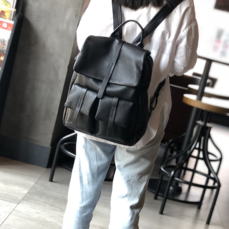 Li Ji | Original handmade leather | Simple new solid color genderless ~ Backpack No. 1931 