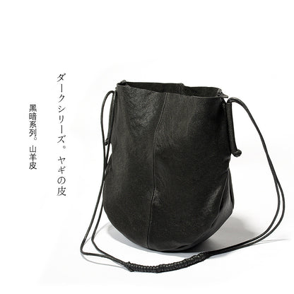 Li Ji | Original handmade genuine leather | Soft sheepskin and simple black tote bag No. 195