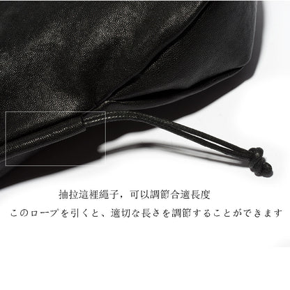 Li Ji | Original handmade genuine leather | Soft sheepskin and simple black tote bag No. 195