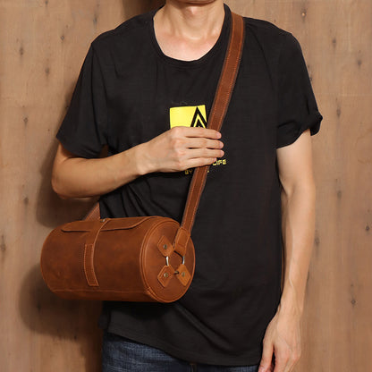 Li Ji | Original leather handmade | Mad cow leather cylinder cross bag simplified version No. 5035 