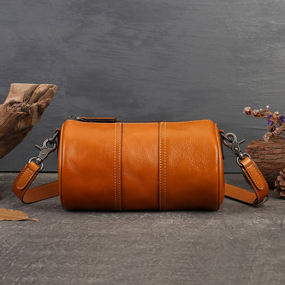 Li Ji | Original handmade genuine leather | First-layer cowhide design ッグ cylinder bag No. 1511 