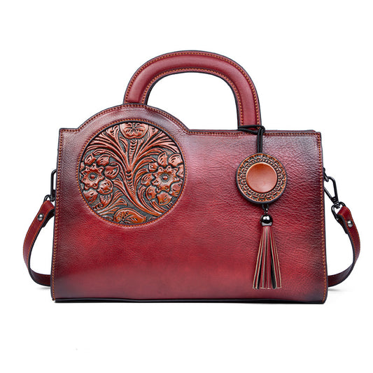 Li Ji | Original handmade genuine leather | Carved leather handbag No. 8003 