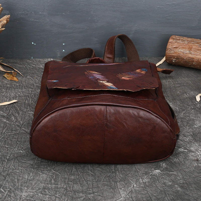 Li Ji | Original handmade leather | Retro embossed backpack No. 8703 