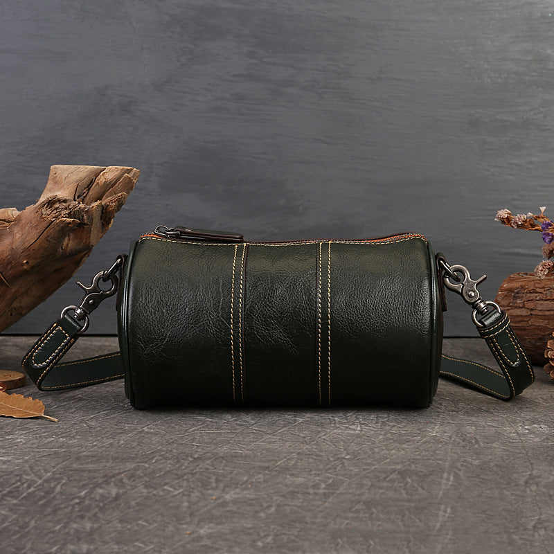 Li Ji | Original handmade genuine leather | First-layer cowhide design ッグ cylinder bag No. 1511 