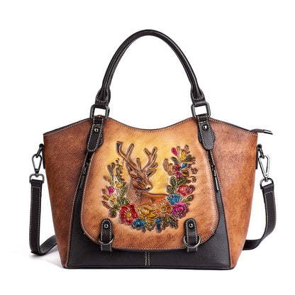 Li Ji | Original handmade leather | Lutou Eno embossed craft hand-held tote bag No. 2035 