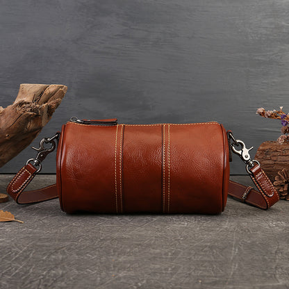 Li Ji | Original handmade genuine leather | First-layer cowhide design ッグ cylinder bag No. 1511 