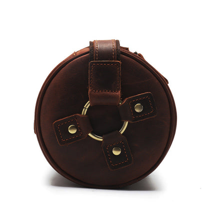 Li Ji | Original leather handmade | Mad cow leather cylinder cross bag simplified version No. 5035 