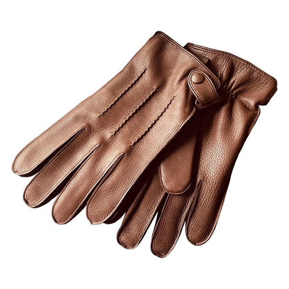 Li Ji | Original handmade genuine leather | Imported deerskin winter warm cashmere lined driving gloves No. EM012