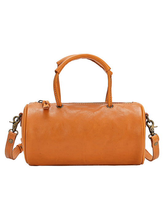 Li Ji | Original handmade genuine leather | Vegetable tan tree paste oil wax leather cylinder bag No. 2065 