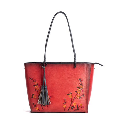 Li Ji | Original handmade leather | Retro embossed large capacity handbag No. 2007 