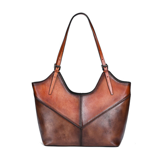 Li Ji | Original handmade leather | Contrast color handmade tote bag No. 2068 