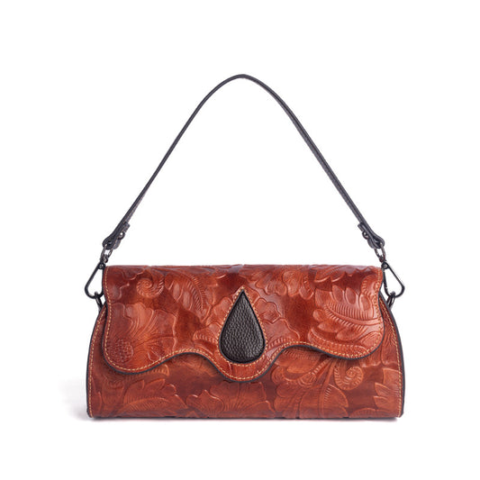 Li Ji | Original handmade leather | Rubbed flower shoulder bag No. 2060 