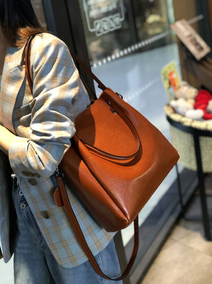 Li Ji | Original handmade genuine leather | High-end oil wax leather tote bag No. 2107 