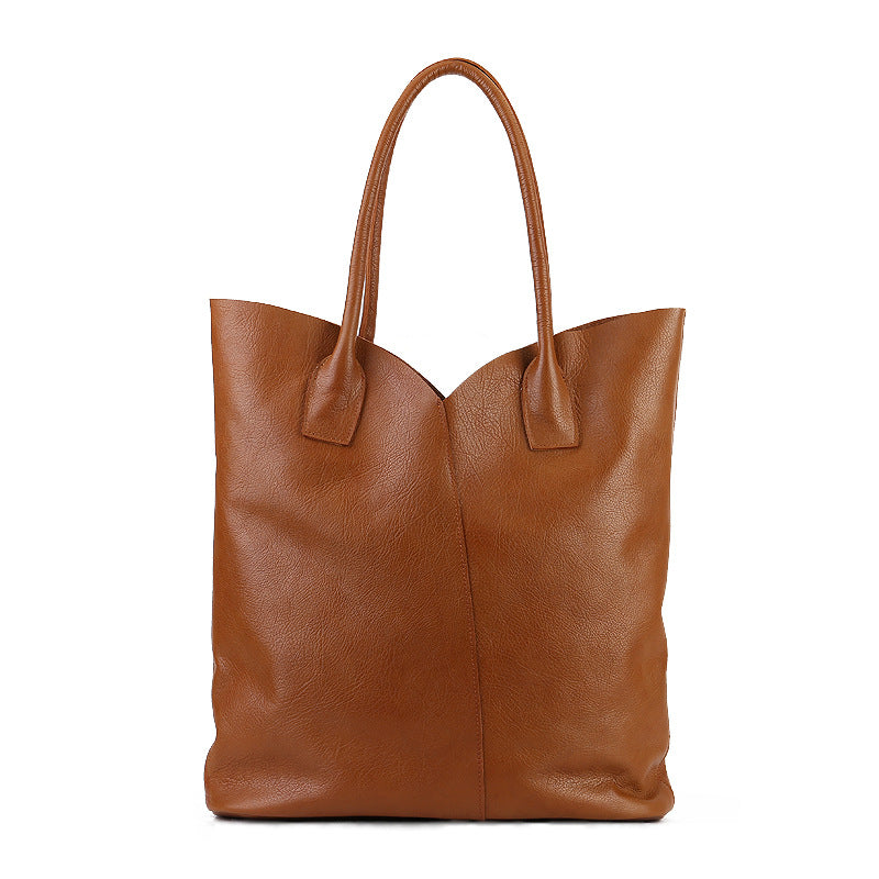 Li Ji | Original handmade genuine leather | Most suitable for commuting, solid color, large capacity genuine leather tote bag No. 20003