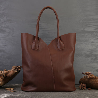 Li Ji | Original handmade genuine leather | Most suitable for commuting, solid color, large capacity genuine leather tote bag No. 20003