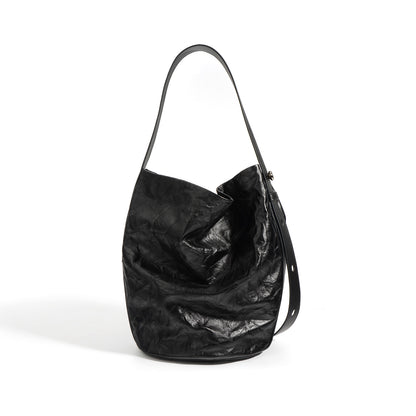 Li Ji | Original handmade genuine leather | Spring and summer ソフ soft leather leather wrinkled bucket bag No. W2088 