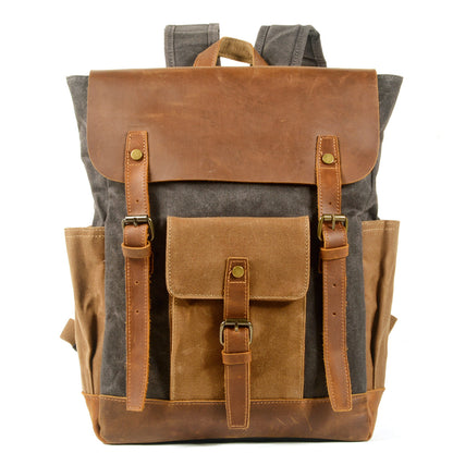 Li Ji | Original handmade genuine leather | Outdoor travel retro oil-waxed waterproof backpack No. 8838 