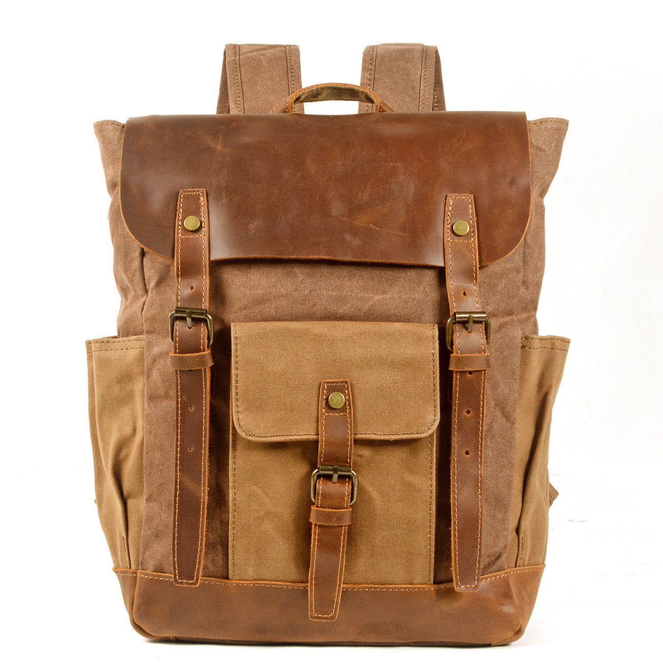 Li Ji | Original handmade genuine leather | Outdoor travel retro oil-waxed waterproof backpack No. 8838 