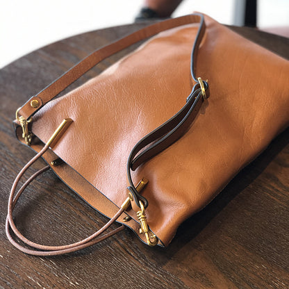 Li Ji | Original handmade genuine leather | First-layer cow leather and simple mother-in-law bag No. 21001 