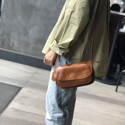 Li Ji | Original handmade genuine leather | Japanese retro first-layer cowhide and casual bag No. 21007 