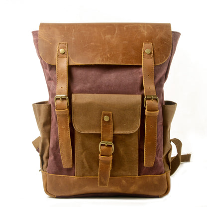 Li Ji | Original handmade genuine leather | Outdoor travel retro oil-waxed waterproof backpack No. 8838 