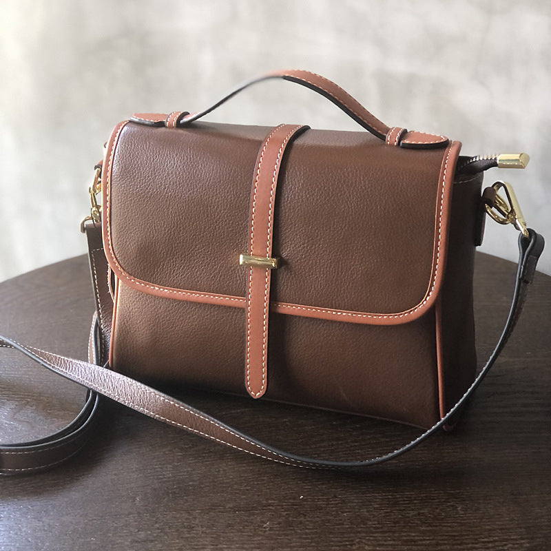 Li Ji | Original handmade genuine leather | Unique and simple top-grain leather portable messenger bag No. 22004 