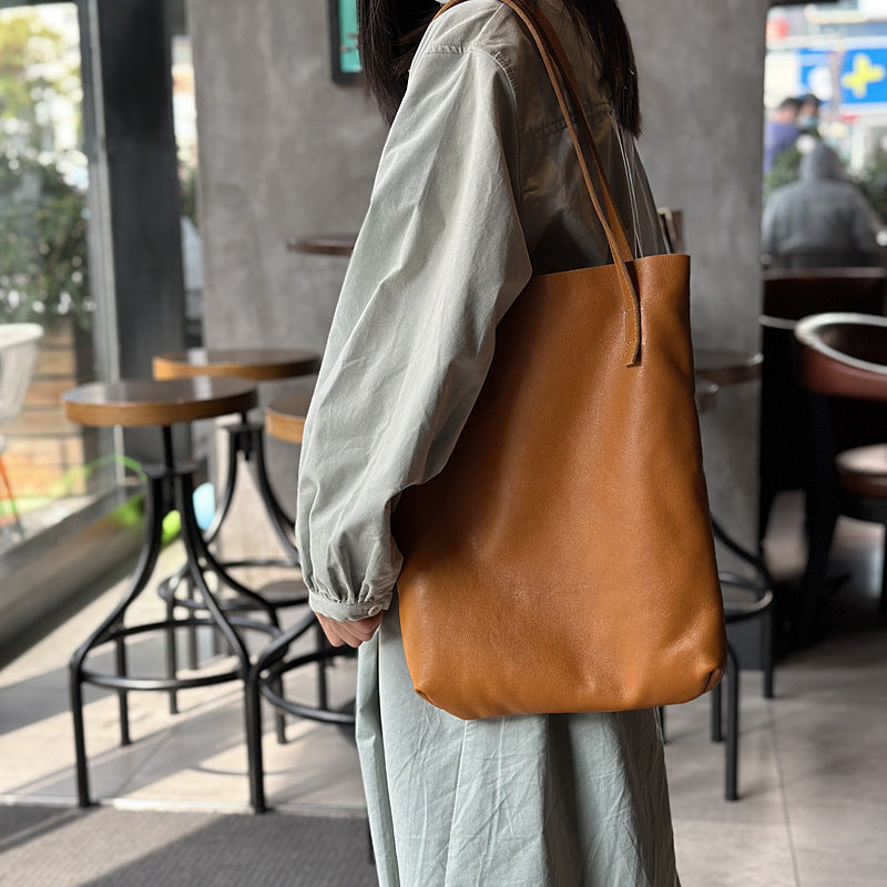 Li Ji | Original handmade genuine leather | 軽Liangでス casual first-layer leather shopping bag No. 22018 