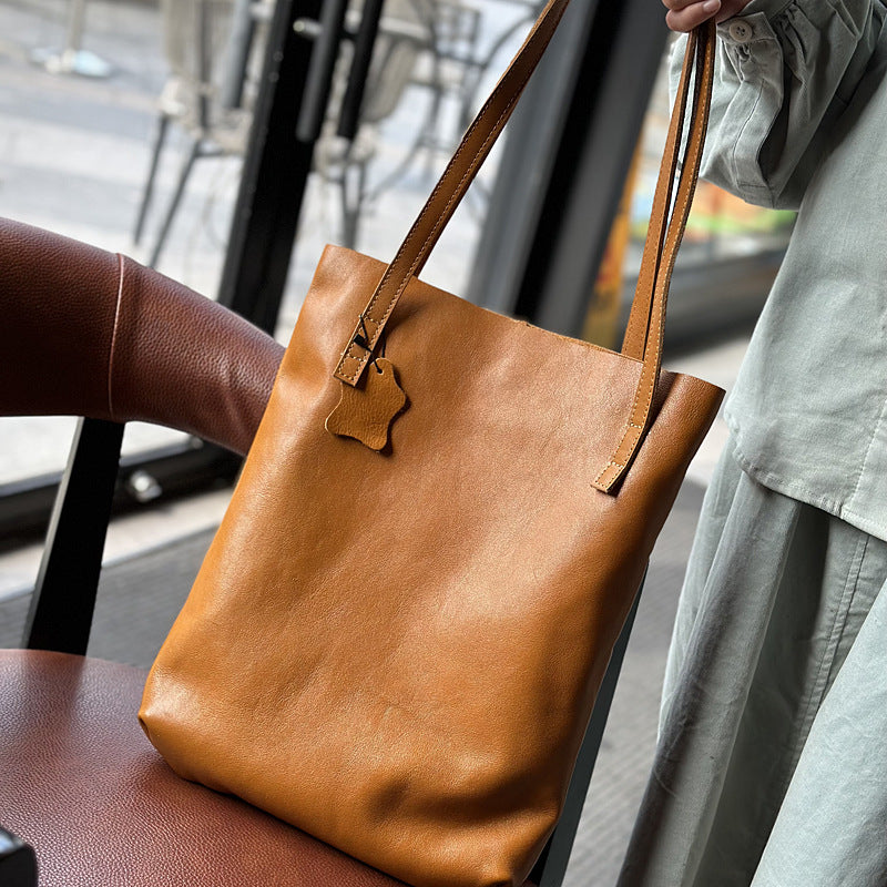 Li Ji | Original handmade genuine leather | 軽Liangでス casual first-layer leather shopping bag No. 22018 