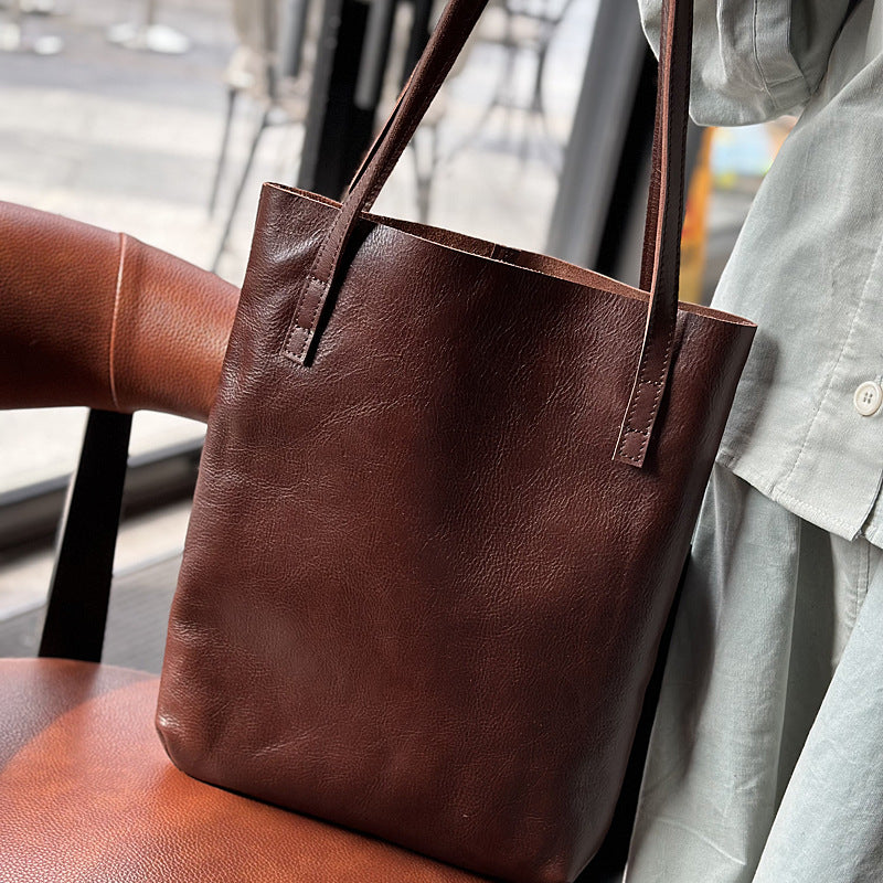 Li Ji | Original handmade genuine leather | 軽Liangでス casual first-layer leather shopping bag No. 22018 