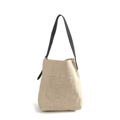 Li Ji | Original handmade leather | Korean version of base linen lazy tote bag No. 22152 