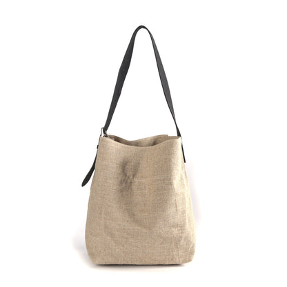 Li Ji | Original handmade leather | Korean version of base linen lazy tote bag No. 22152 