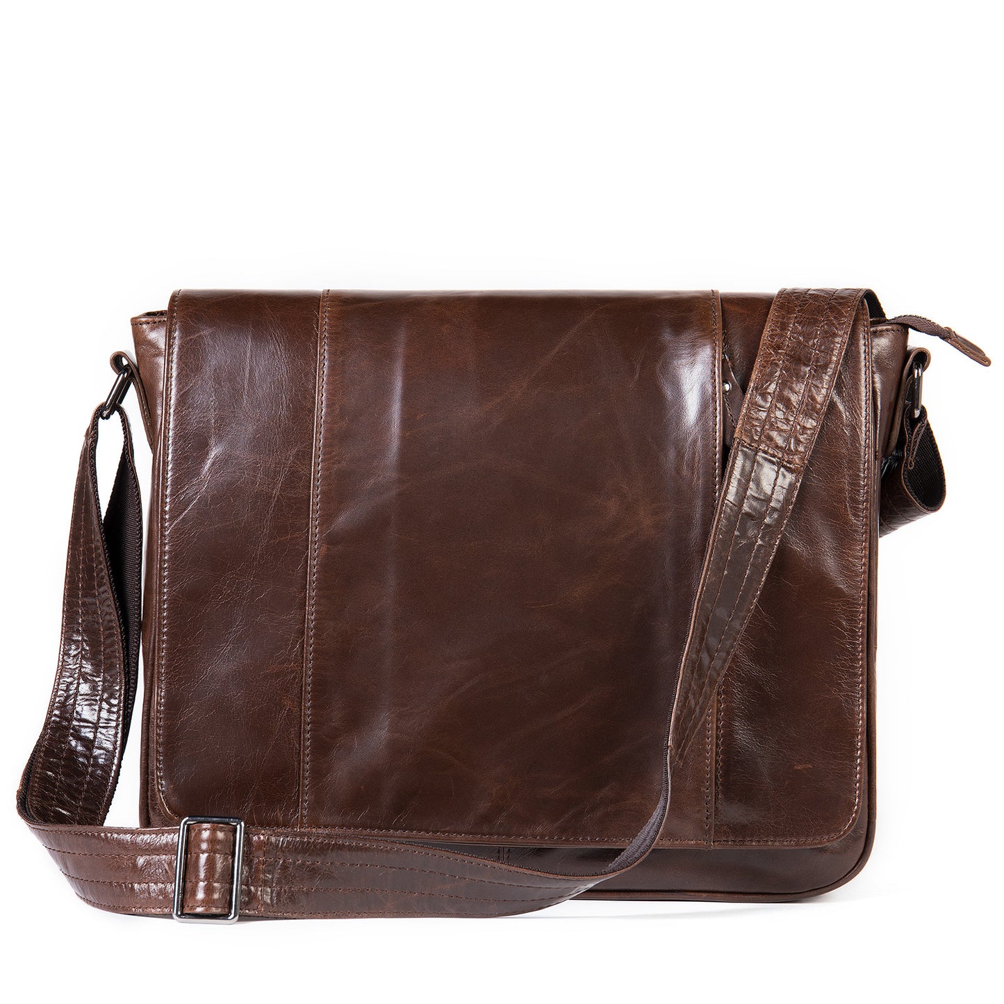 Li Ji | Original genuine leather handmade | Vintage postman cowhide bag oiled wax leather pen and electronic bag KR1943