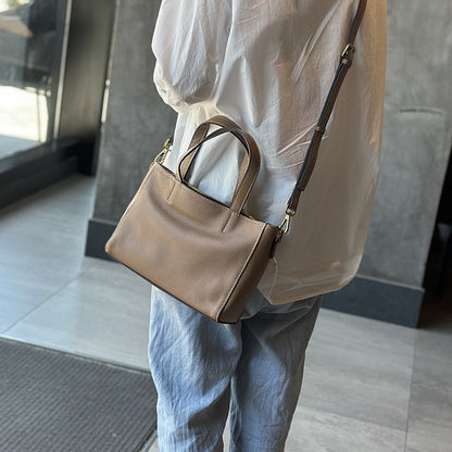 Li Ji | Original handmade leather | Retro soft cowhide simple side backpack No. 23017 