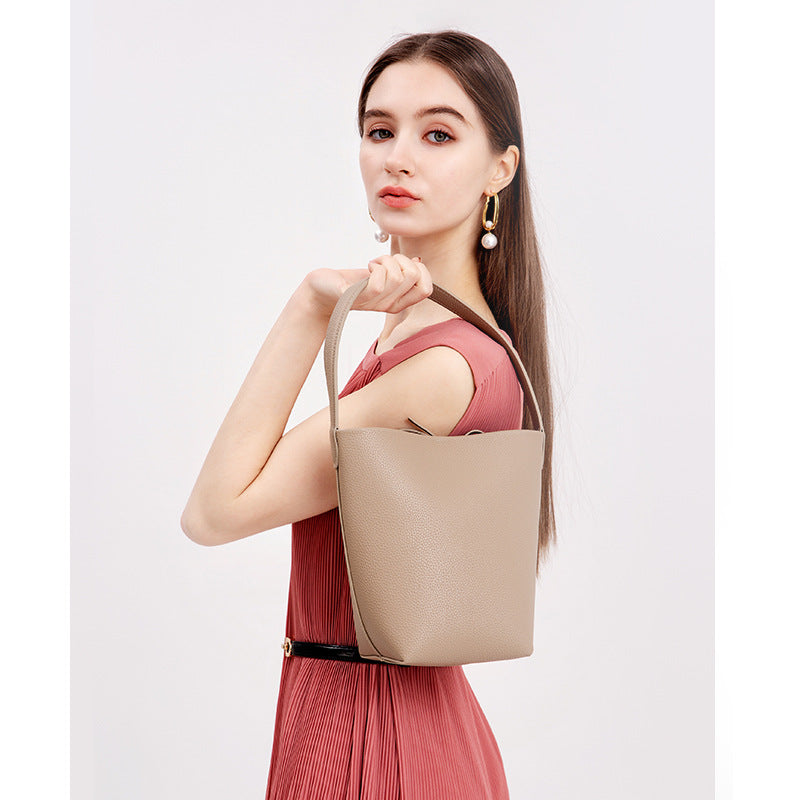 Li Ji | Original handmade genuine leather | Light luxury and high-end genuine leather bucket bag No. 2312 