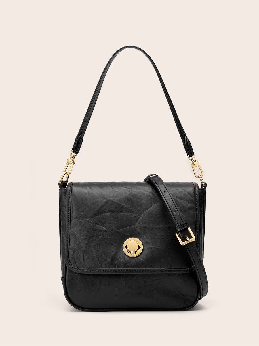 Li Ji | Original handmade leather | Simple and high-end hand-scratch wrinkle armpit bag No. 2332