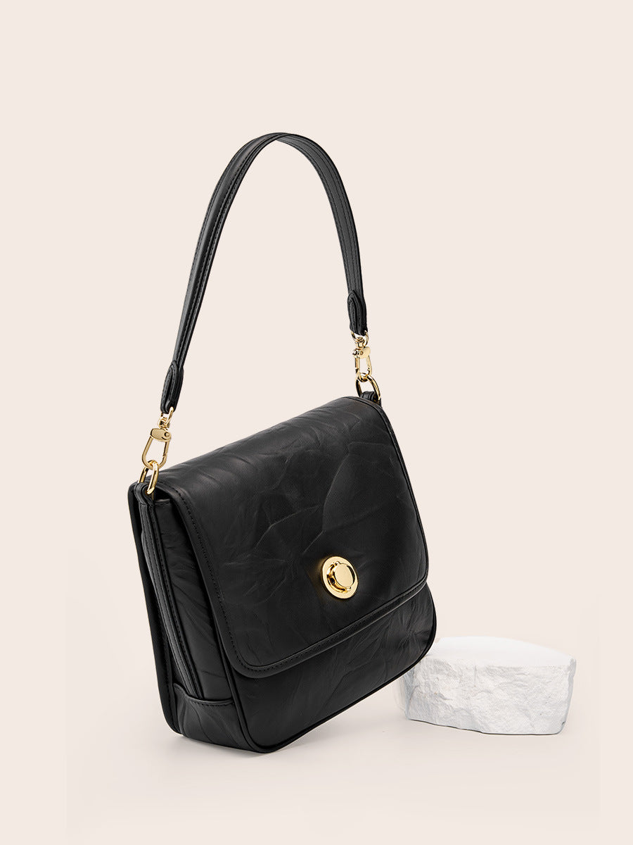 Li Ji | Original handmade leather | Simple and high-end hand-scratch wrinkle armpit bag No. 2332