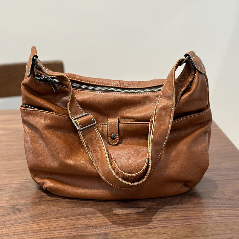 Li Ji | Original handmade leather | Classic Hong Kong style large-capacity cross-body bag No. 24021 