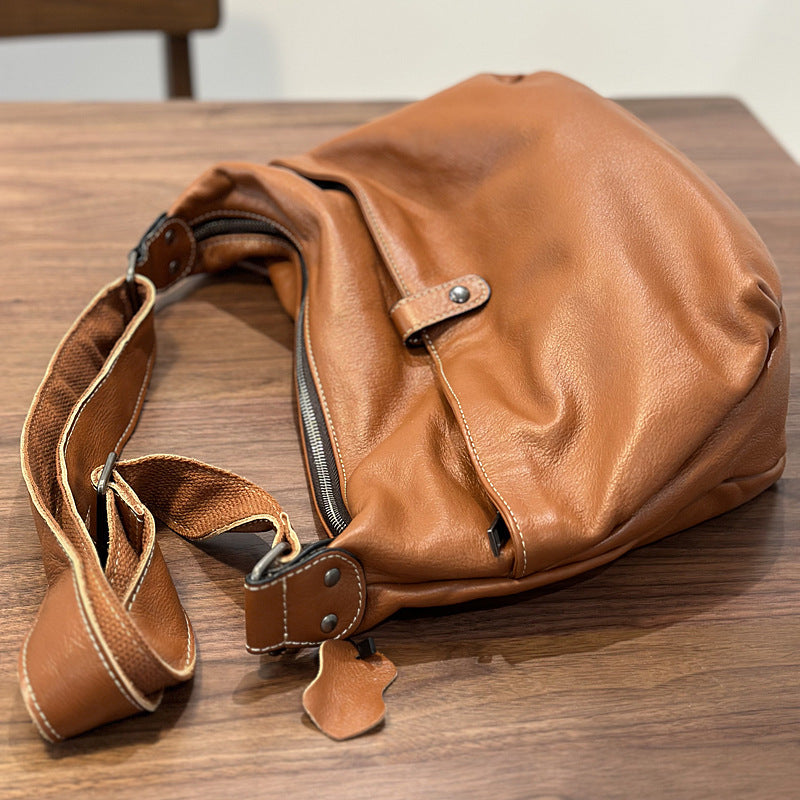 Li Ji | Original handmade leather | Classic Hong Kong style large-capacity cross-body bag No. 24021 