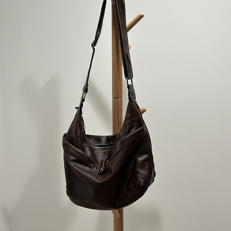 Li Ji | Original handmade leather | Classic Hong Kong style large-capacity cross-body bag No. 24021 