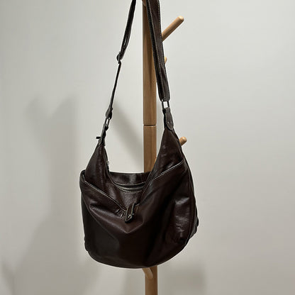 Li Ji | Original handmade leather | Classic Hong Kong style large-capacity cross-body bag No. 24021 