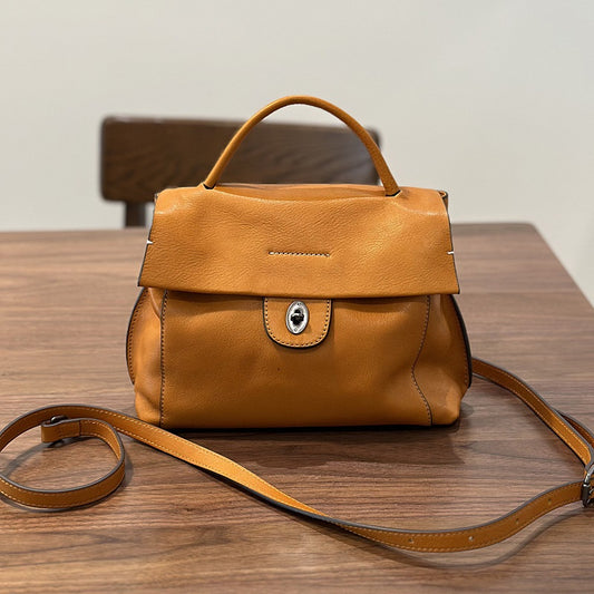 Li Ji | Original handmade genuine leather | European and American first-layer tree paste leather messenger bag No. 24023 