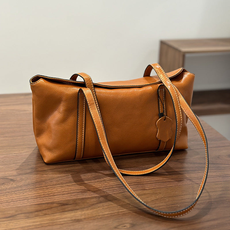 Li Ji | Original handmade genuine leather | Handmade high-end commuter side backpack No. 24029 