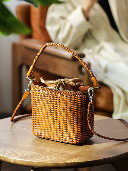 Li Ji | Original handmade leather | Japanese handmade vintage woven bag No. 26810