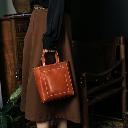 Li Ji | Original handmade leather | High oil mirror vegetable tanned leather small square bag No. 30162 