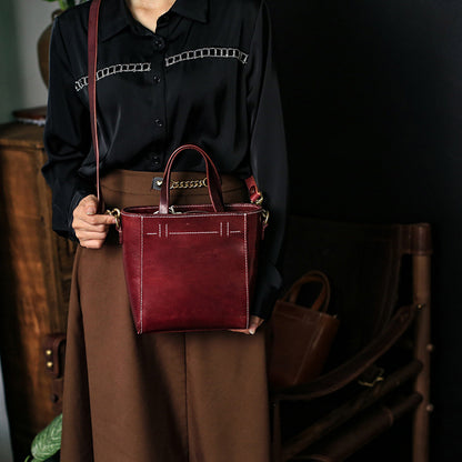 Li Ji | Original handmade leather | High oil mirror vegetable tanned leather small square bag No. 30162 